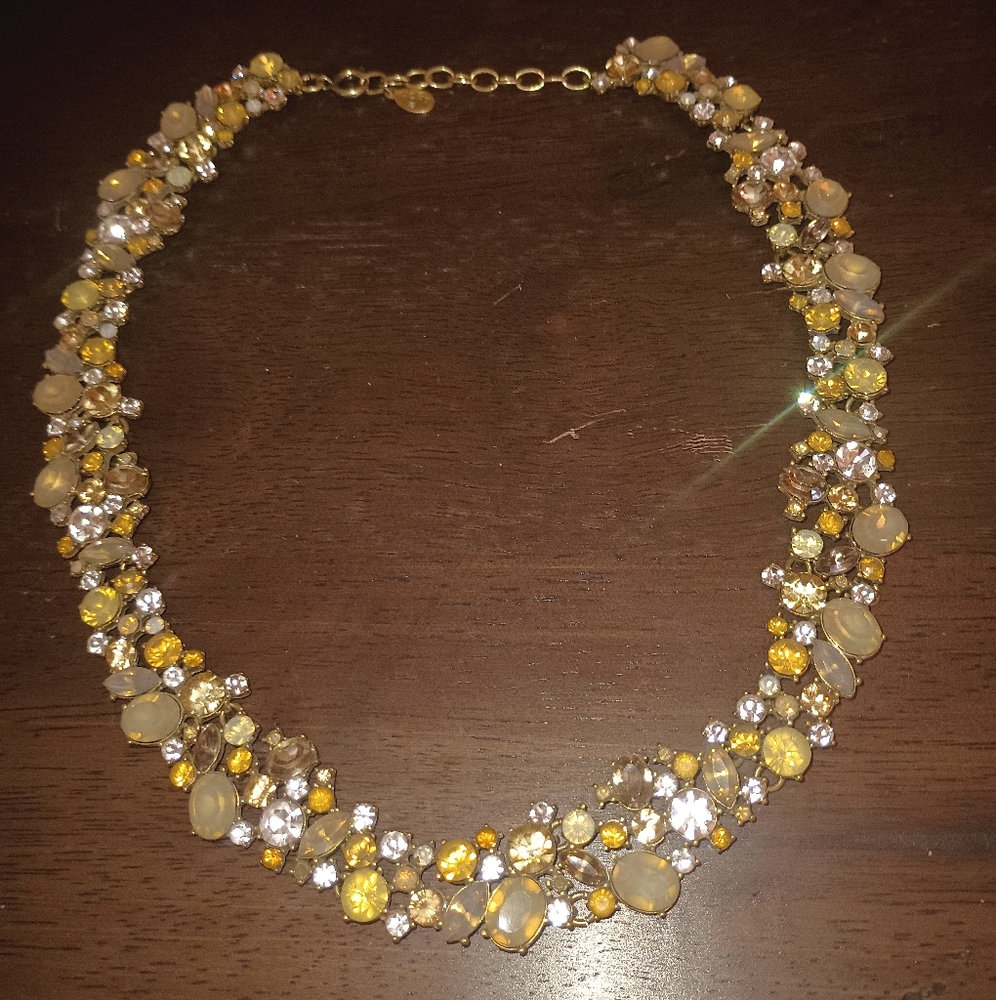 Loft Necklace Rhinestone Multi-Color  Women Signed Vintage Retro 25-17” Choker